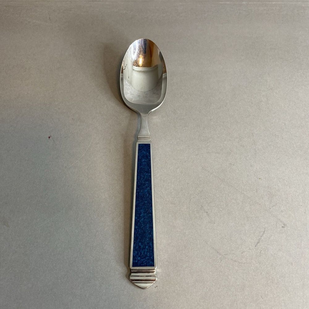 Yamazaki Krystallos Blue Stainless Flatware Place Soup Spoon Japan